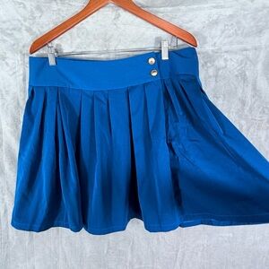Chouyatou Pleated Mini Skirt Royal Blue Size XL